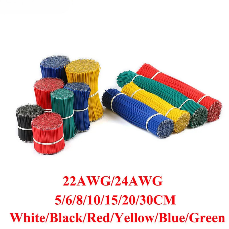 100 ชิ้น 22AWG 24AWG ดีบุก-Plated PCB Solder สาย 22AWG 5/10/15/20/30 เซนติเมตรจัมเปอร์สายไฟดีบุก Con