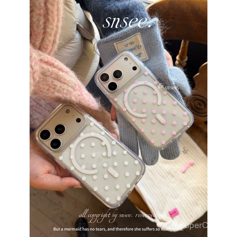 เคสโทรศัพท์เหมาะสําหรับiPhone 7 8 X XS XR XSMAX 11 12 13 14 15 16 17 Pro max Plus Air Simple Polka Dotแม่เหล็กShock-Resistantเคสรวมทุกอย่างSWN5