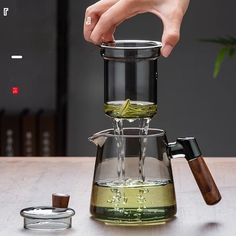 Family Glass Teapot Set Transparent Glass Teacup Kung Fu Small Teacup Pyrex Glass Tea Set Flower Tea
