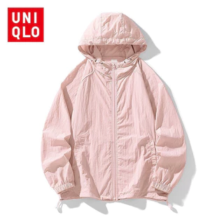 แจ็คเก็ตกันแดดแบบบางสำหรับผู้หญิง Uni.qlo UPF50+ ฤดูร้อน แจ็คเก็ตกันแดดมีฮู้ด แจ็คเก็ตซิปคาร์ดิแกน