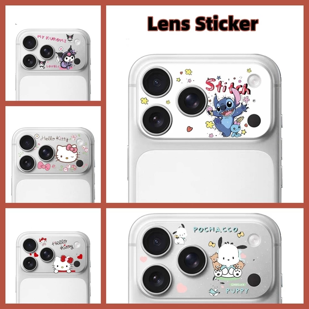 Get Rich Stitch Cat Hollow Out Glitter สติกเกอร์สําหรับ iPhone 17 Pro Max 17 Pro Soft Film เลนส์ฐานชิ้น