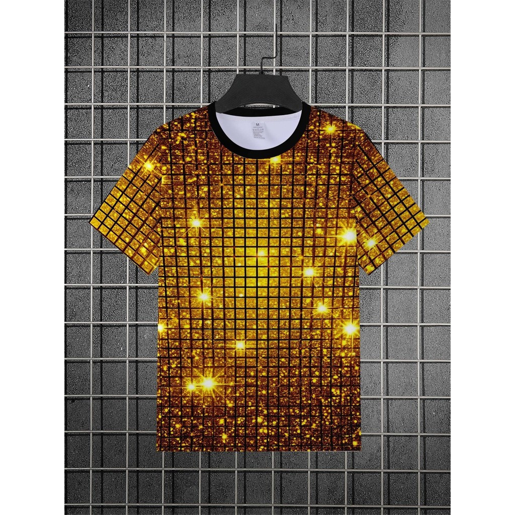 เสื้อยืดแขนสั้นประกายเลื่อม สำหรับการแสดงบนเวที ขนาดฟิตทุกเพศ