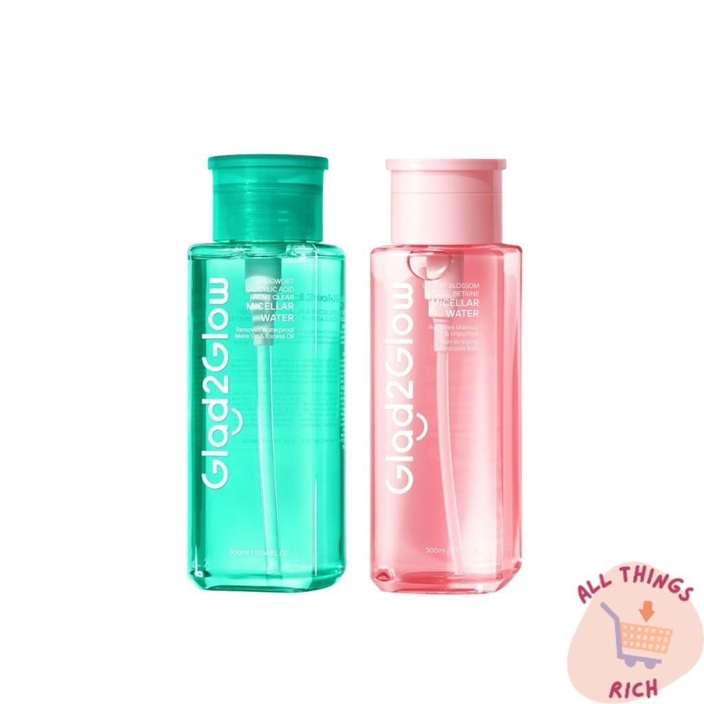 Glad2Glow Cleansing Water Oil Balm คลีนซิ่ง คลีนซิ่งออยล์  ทำความสะอาด เมคอัพ กันน้ำ 1 ขวด 300ml
