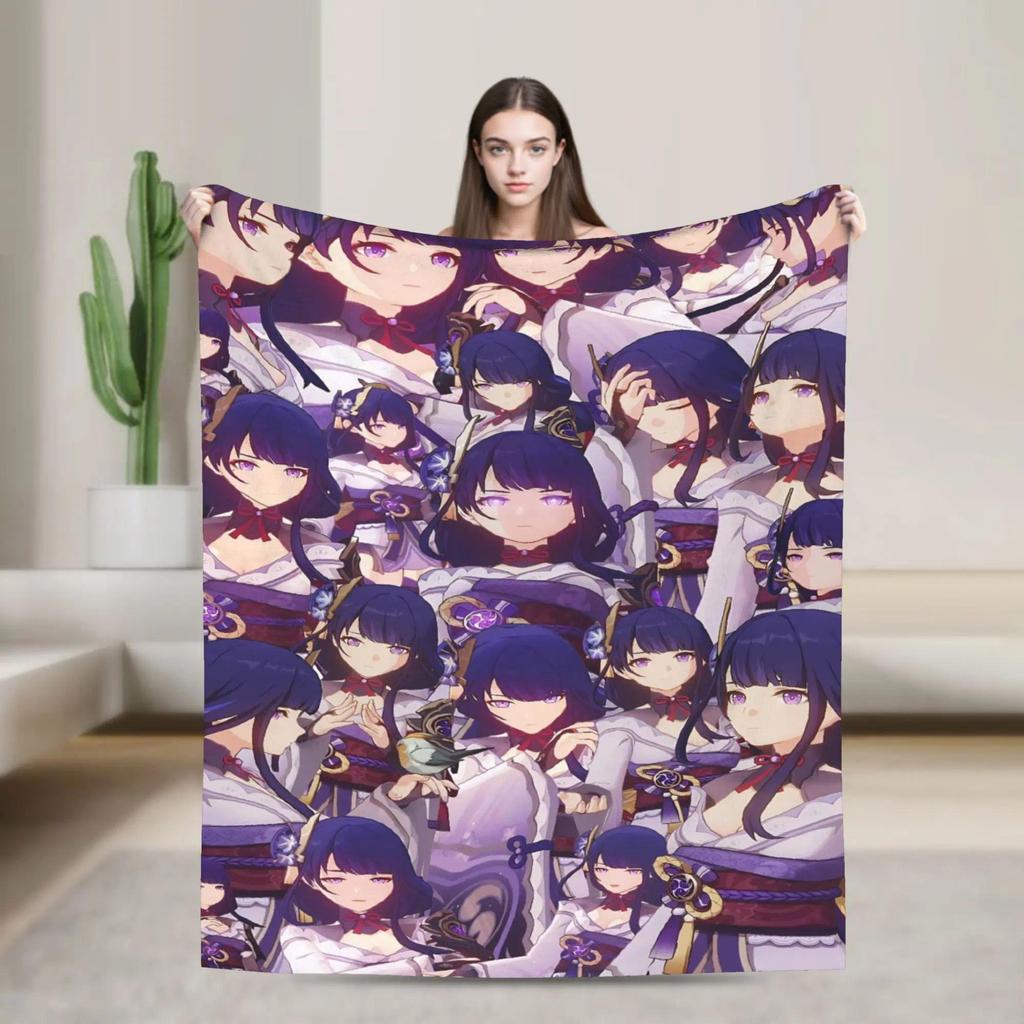 Genshin Impact Neuvillette อะนิเมะผ้าห่ม Soft Plush โยนสําหรับที่นอนเตียง Camping Flannel ผ้าคลุมเตี