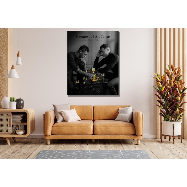 โปสเตอร์ความงาม Lionel Messi และ Ronaldo Painting Messi Ronaldo Chess Poster Ronaldo Messi Chess Pri
