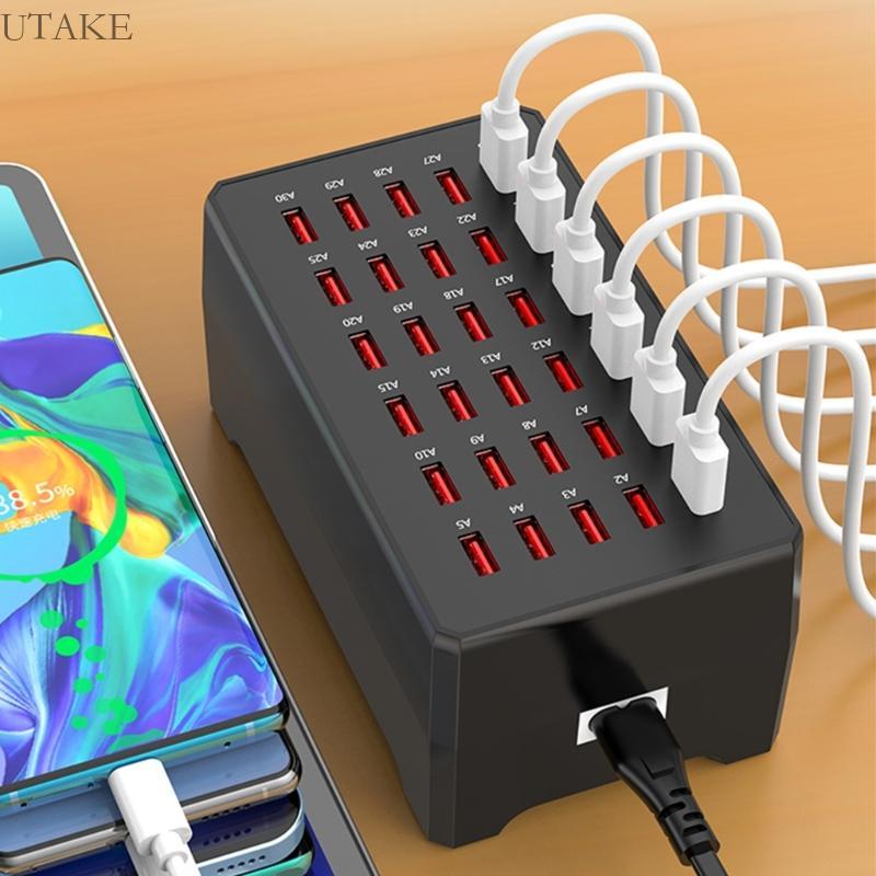 Utake 150W Multi-port USB Charger Quick Charing Hub Station 30 พอร์ต Fast Wall Charger สําหรับสมาร์ท