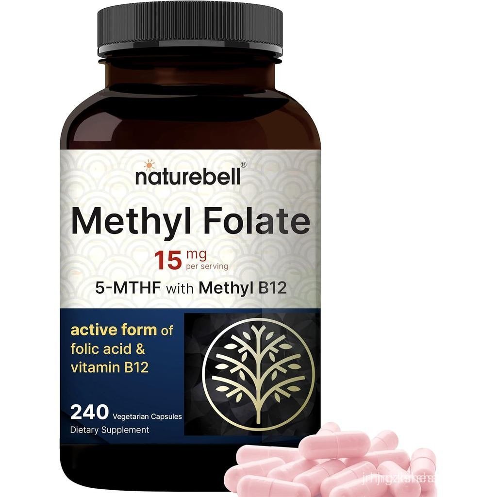 NatureBell L Methylfolate 15 mg, 240 แคปซูล | 5-MTHF กับ Methyl B12 1,000 mcg | เพื่อสนับสนุนพลังงาน