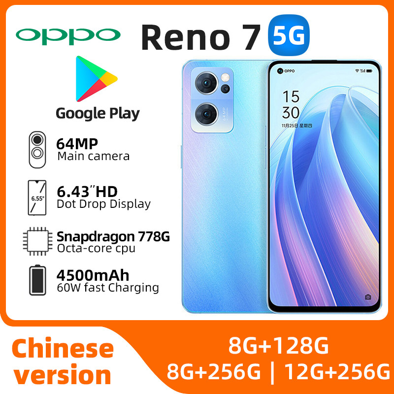 Oppo Reno 7 5G สมาร์ทโฟน Snapdragon 778G Android ปลดล็อค 6.43 นิ้ว 12GB RAM 256GB ROM ในสภาพดี โทรศั