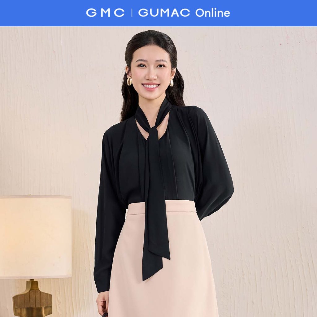 เสื้อจับจีบคอวีทรงหลวมสําหรับผู้หญิง GUMP AF11037