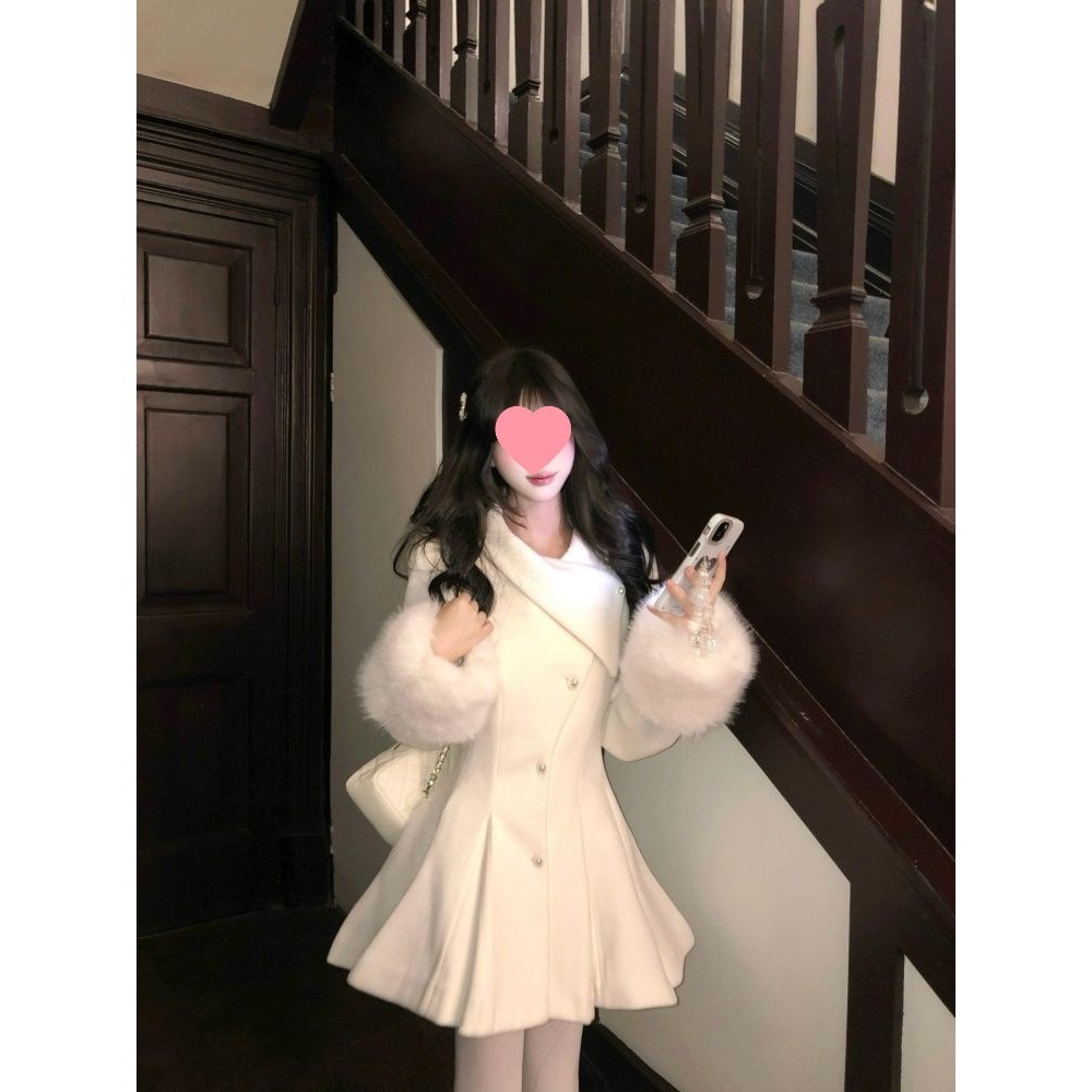 แจ็คเก็ตผ้าขนสัตว์แคบเอว สไตล์เกาหลี สำหรับฤดูหนาว ออกแบบใหม่สำหรับผู้หญิง