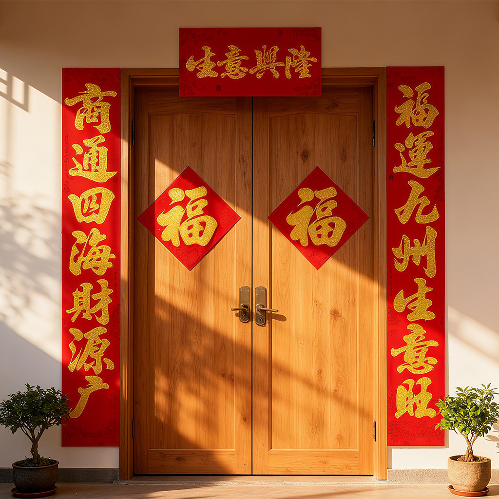 现货 2026马年植绒对联新年入户门装饰品过年年货春节用品春联批货2026 Horse Year Flocking Cplets New Year Entr 7F7AF7VSvg1227