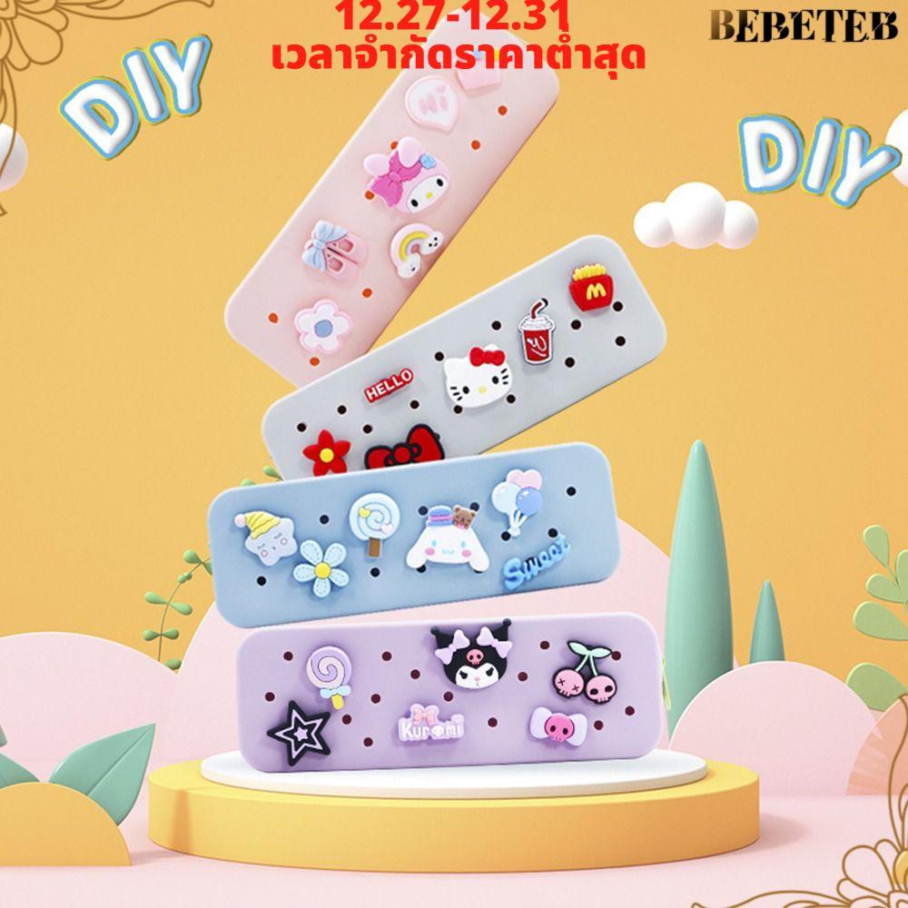 BEBETEB กระเป๋าปากกา Croc, กระเป๋าเครื่องเขียน Sanrio Kitty Kuromi Melody Cinnamoroll ความจุขนาดใหญ่