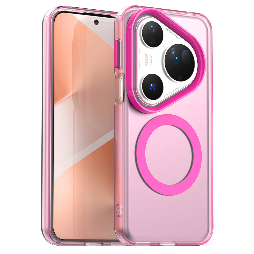 สีลูกกวาดเคสโทรศัพท์แม่เหล็กสําหรับHuawei Pura 80 70 Pro Pro + Ultra Mate 70 60 Pro Pro + Nova 13 Pro TPU + PC Matteโปร่งใสAnti-Fallปุ่มป้องกันแฟชั่นปลอกง่าย