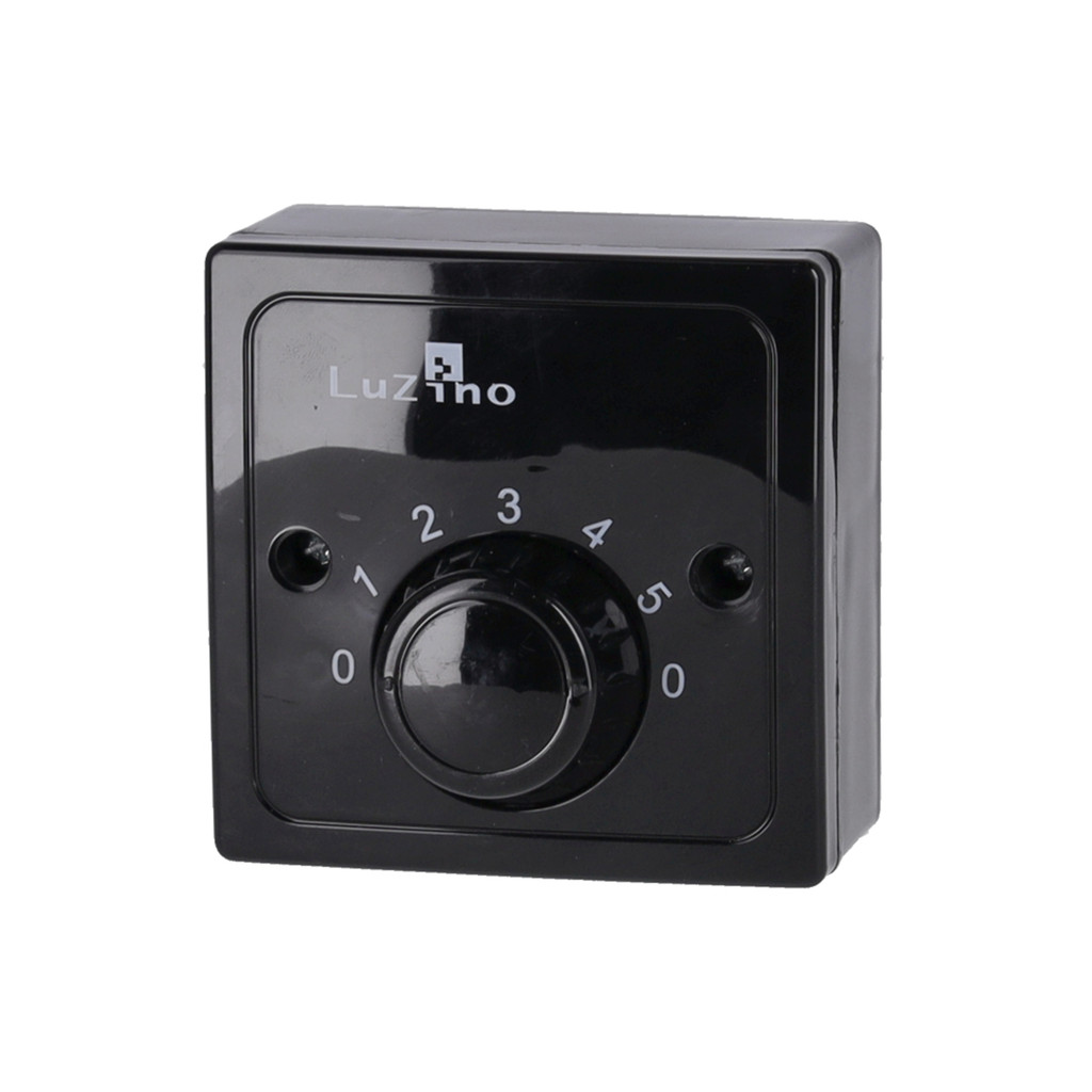 สวิตช์ผนังพัดลมเพดาน 5 ระดับ LUZINO รุ่น TW-WC-BK CBB61 3uF สีดำ
