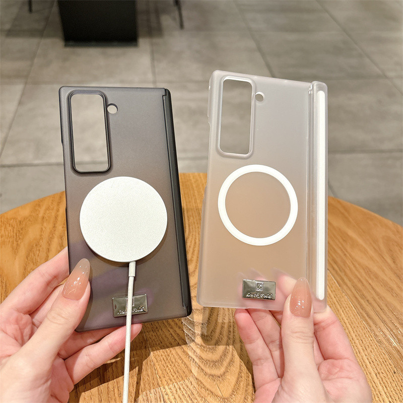 สําหรับ Samsung Galaxy Z Fold SE, W25, เคสโทรศัพท์หมอกน้ําแข็งพีซีฝ้าบางเฉียบ, ฝาครอบป้องกันการชาร์จ