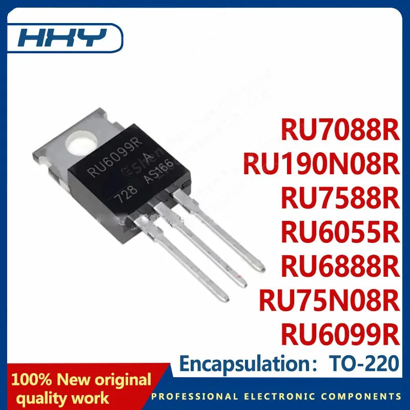 5PCS RU7088R RU7588R RU190N08R RU6888R RU75N08R RU6099R RU6055R TO-220 RU6888 RU6099 RU6055 RU7088N0