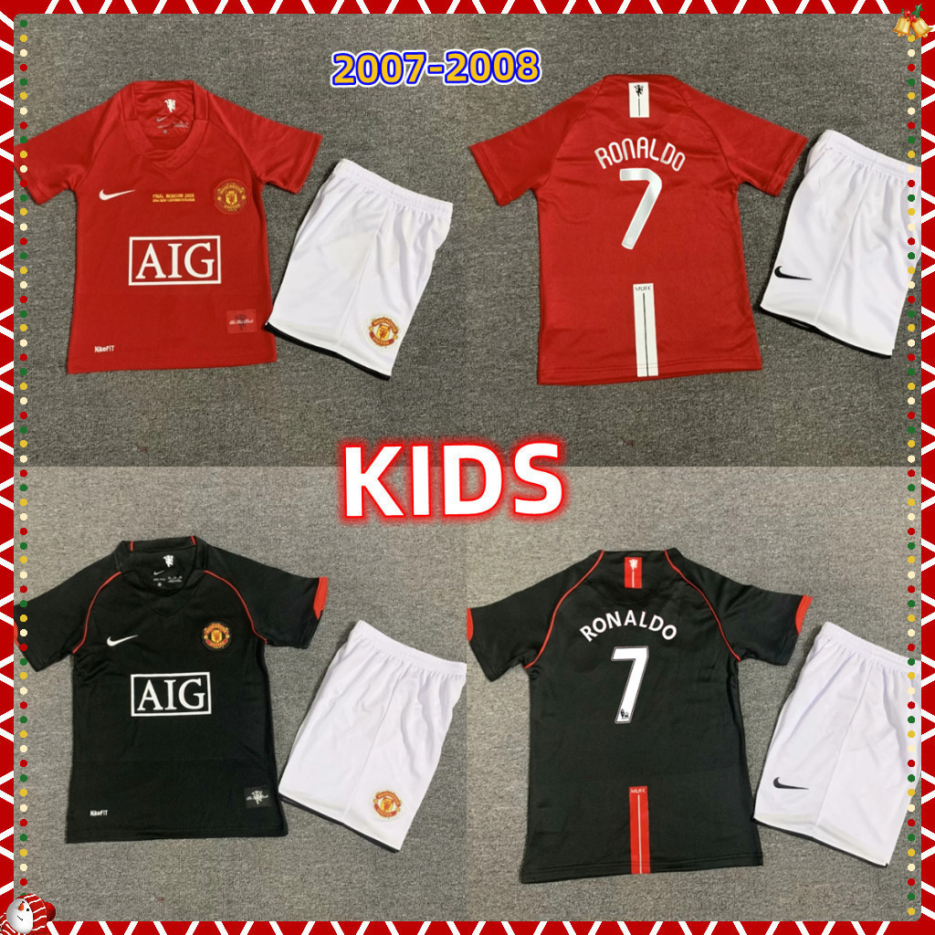 2007-2008 Manchester United Kids Home Kit Ronaldo Retro Football Shirt WK2A