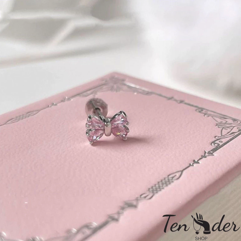 ต่างหู Ten ประดับโบว์ลายหัวใจ สีชมพู thumbnail 7