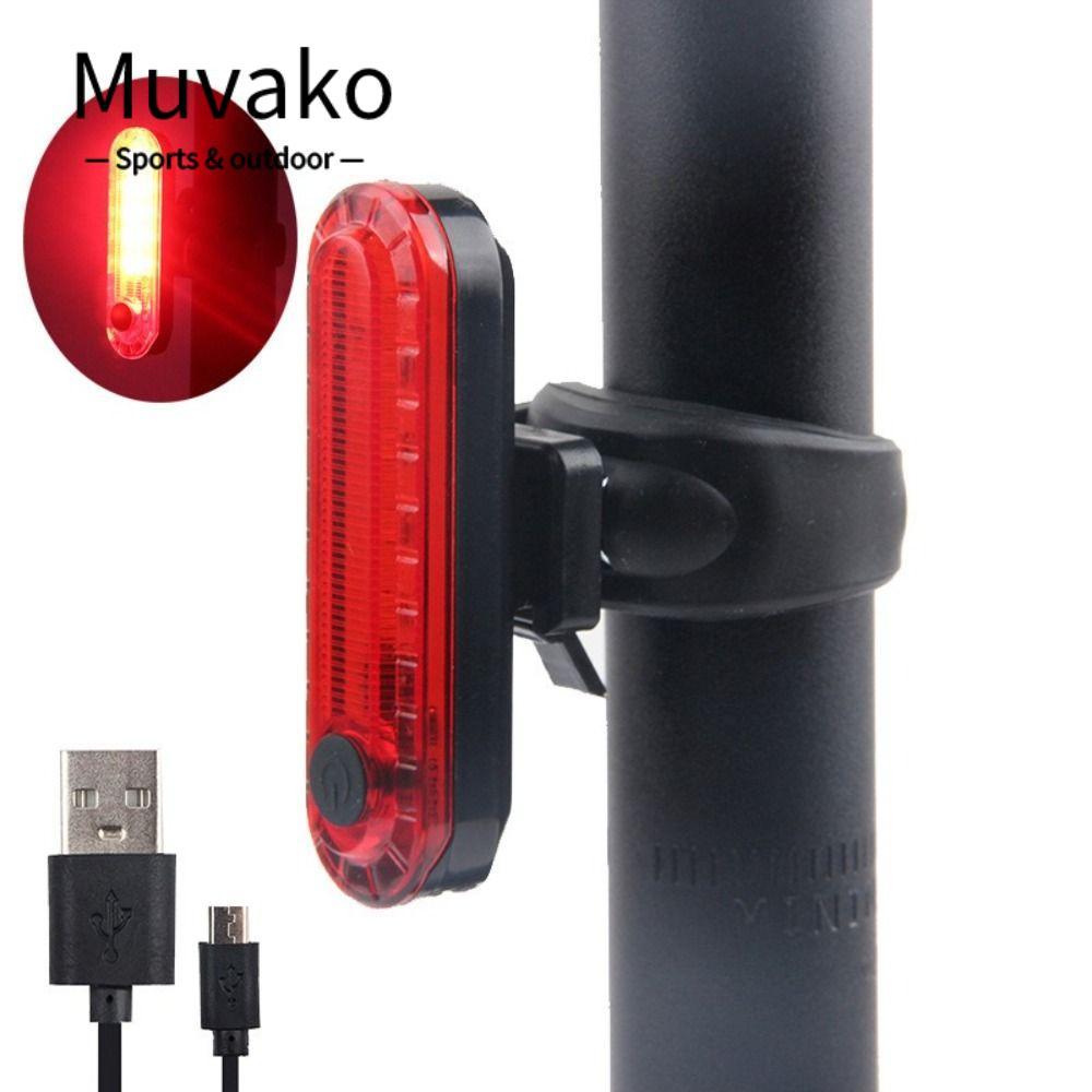 MUVAKO ไฟท้ายจักรยาน LED กันน้ำ พร้อมชาร์จบatteries 220mAh via USB, เหมาะสำหรับการขี่MTB