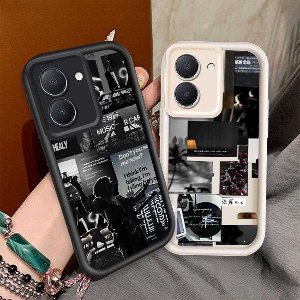 ปลอกคู่โทรศัพท์สําหรับ VIVO Y18 Y18E Y18S Y03 Y03T Y28S 4G 5G น่ารักการ์ตูนซิลิโคน Fragments Life กั