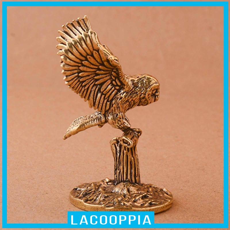 [Lacooppia] Brass Owl Statue Compact Free Stand Office Statue Animal Ornament Craft Mini Sculpture f