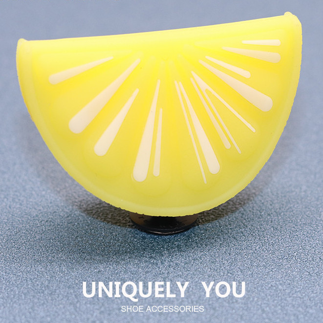 JJBXC Charm หัวเข็มขัดรองเท้าการ์ตูน 3D Lemon DIY เครื่องประดับแฟชั่น