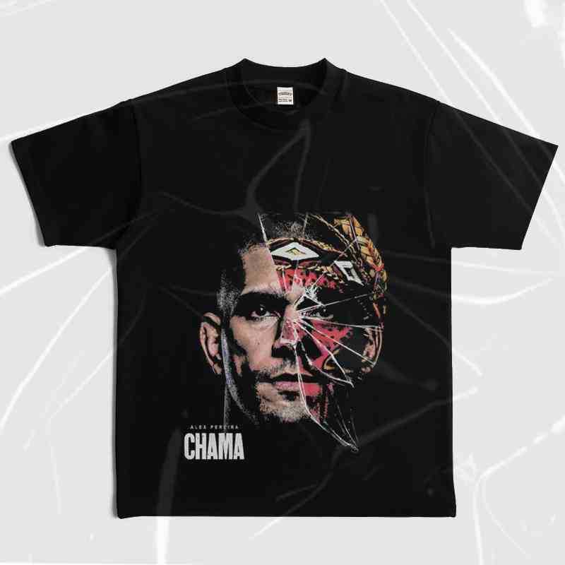 เกาหลีเกาหลี 2026UFC300 Perela KO Hill American Retro ฤดูร้อนแขนสั้นเสื้อยืดผู้ชายผู้หญิงสบายๆครึ่งแ