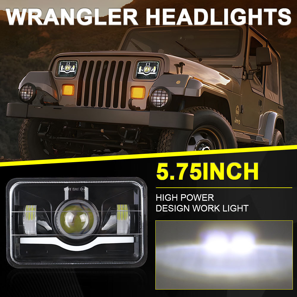 ไฟหน้ารถบรรทุก Led ทรงสี่เหลี่ยม พร้อมไฟสูงต่ํา Drl แบบเปลี่ยน สําหรับ Jeep Cherokee Limited Sport Utility 2015