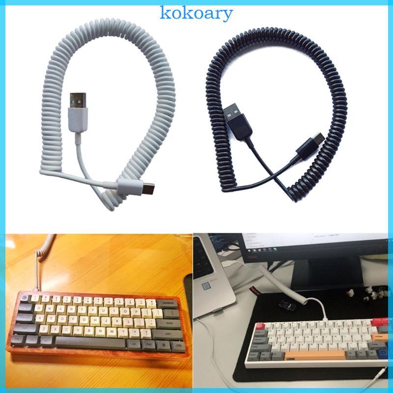 KOK Coiled Cable Wire Mechanical Keyboard GH60 USB V2 สาย Mini Micro Type C USB
