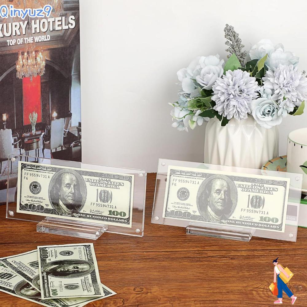 QINYUZ9 Dollar Bill Picture Frame Holder, Commemorative Transparent Acrylic Desktop With Base Collec