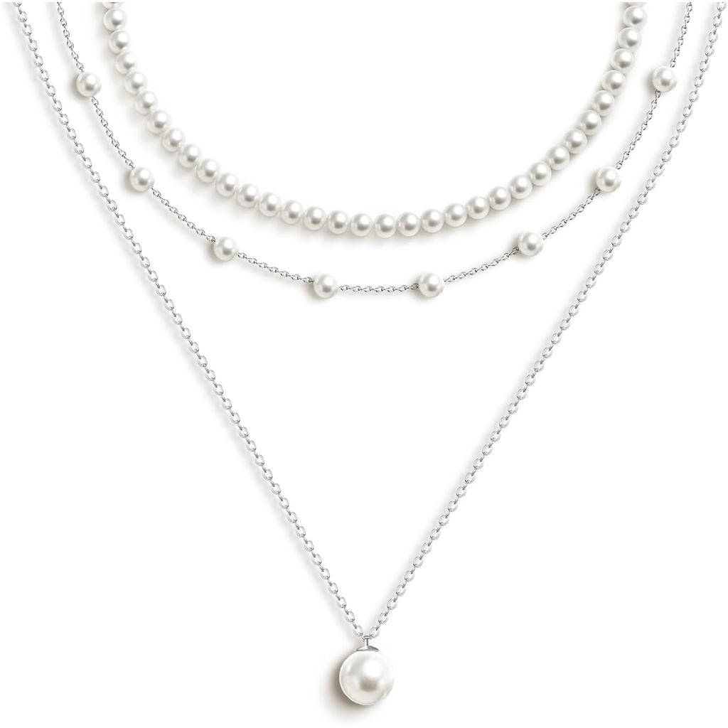 Zeffy สร้อยคอมุกละลายแบบ 14K Gold Plated - เครื่องประดับมุกเซ็ต พร้อมต่างหูและสร้อยข้อมือ ของขวัญสำห