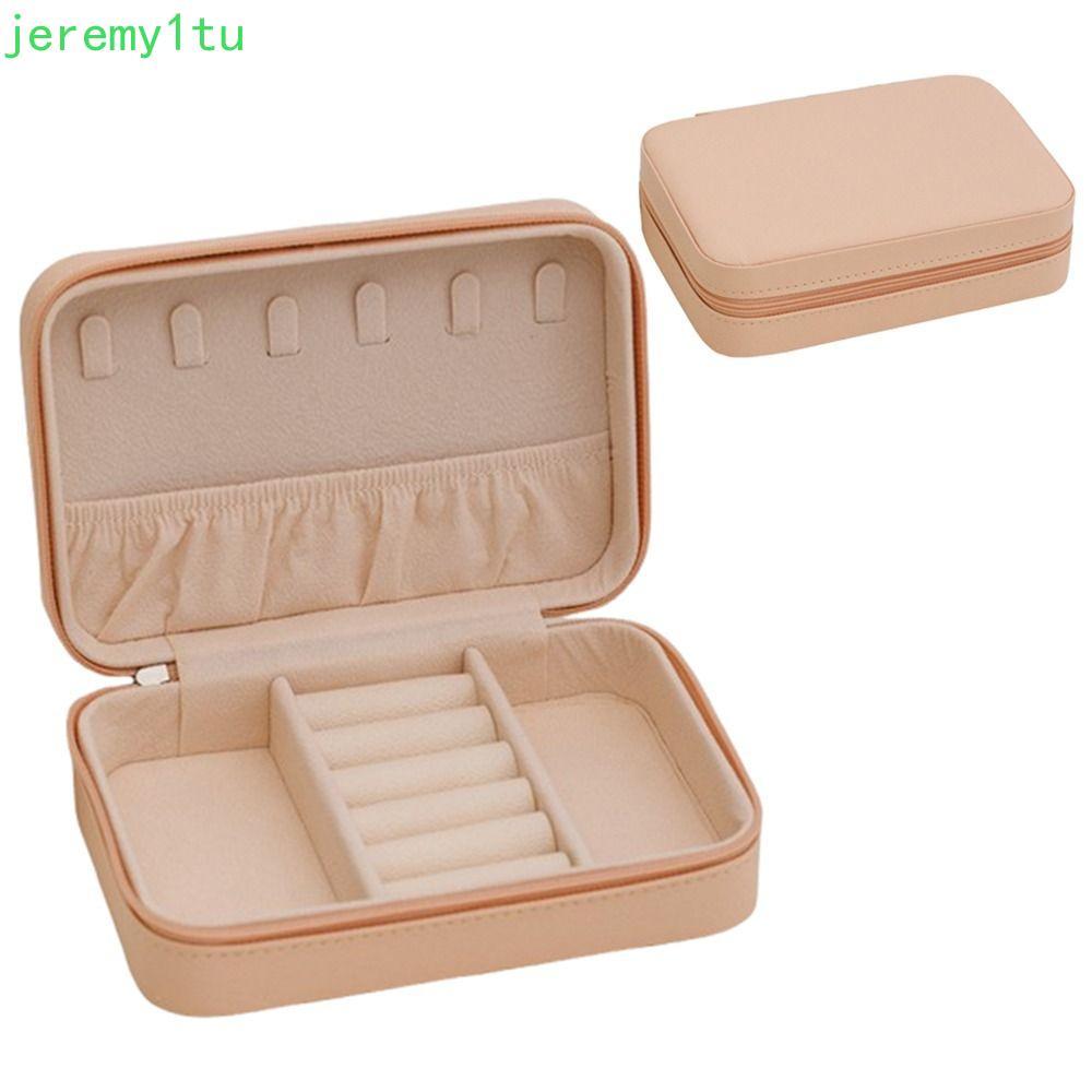 JEREMY ที่เก็บเครื่องประดับแบบพกพา,กันฝุ่นความจุขนาดใหญ่ Trinkets Storage Organizer,Elegant Simple หนังสีทึบเครื่องประดับสําหรับ Home