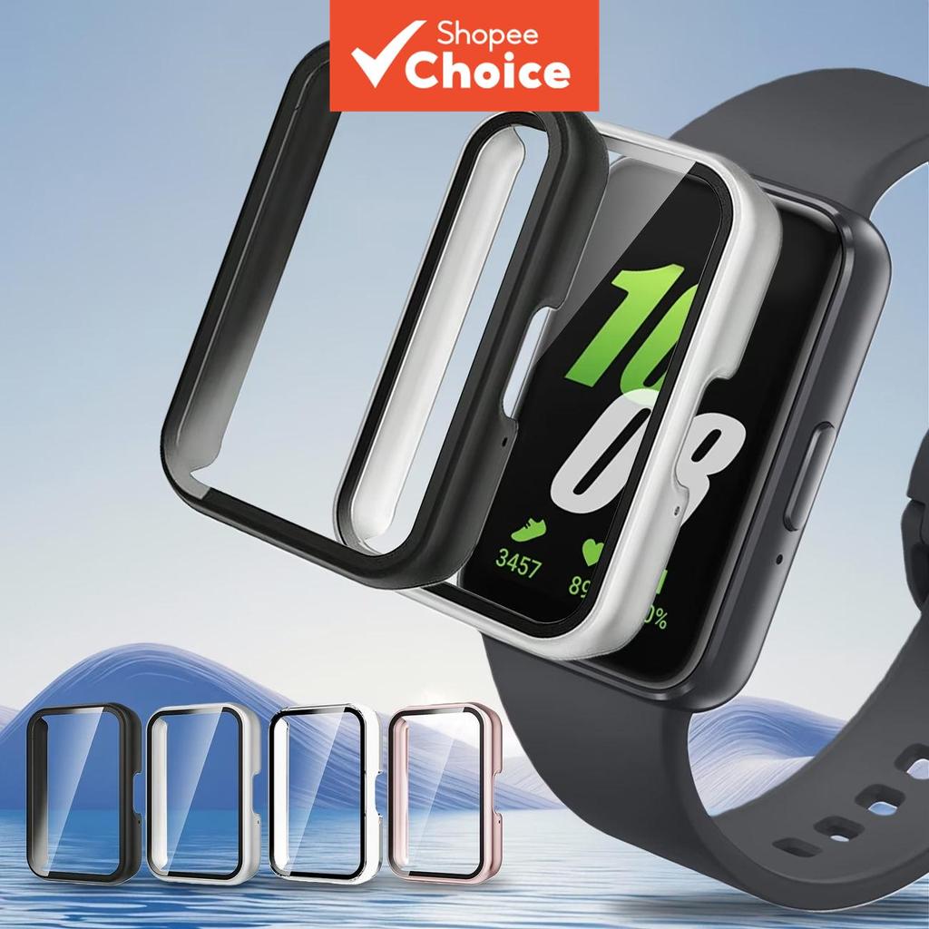 เคสนาฬิกาสําหรับ Samsung Galaxy Fit 3 ตัวเรือนกระจกนิรภัย สมาร์ทวอทช์ป้องกันหน้าจอ เคสพีซีแข็งกันชน + กระจก อุปกรณ์เสริม Galaxy Fit 3 สําหรับใส่ออกกําลังกาย นาฬิการะบบดิจิทัล สมาร์ทวอทช์
