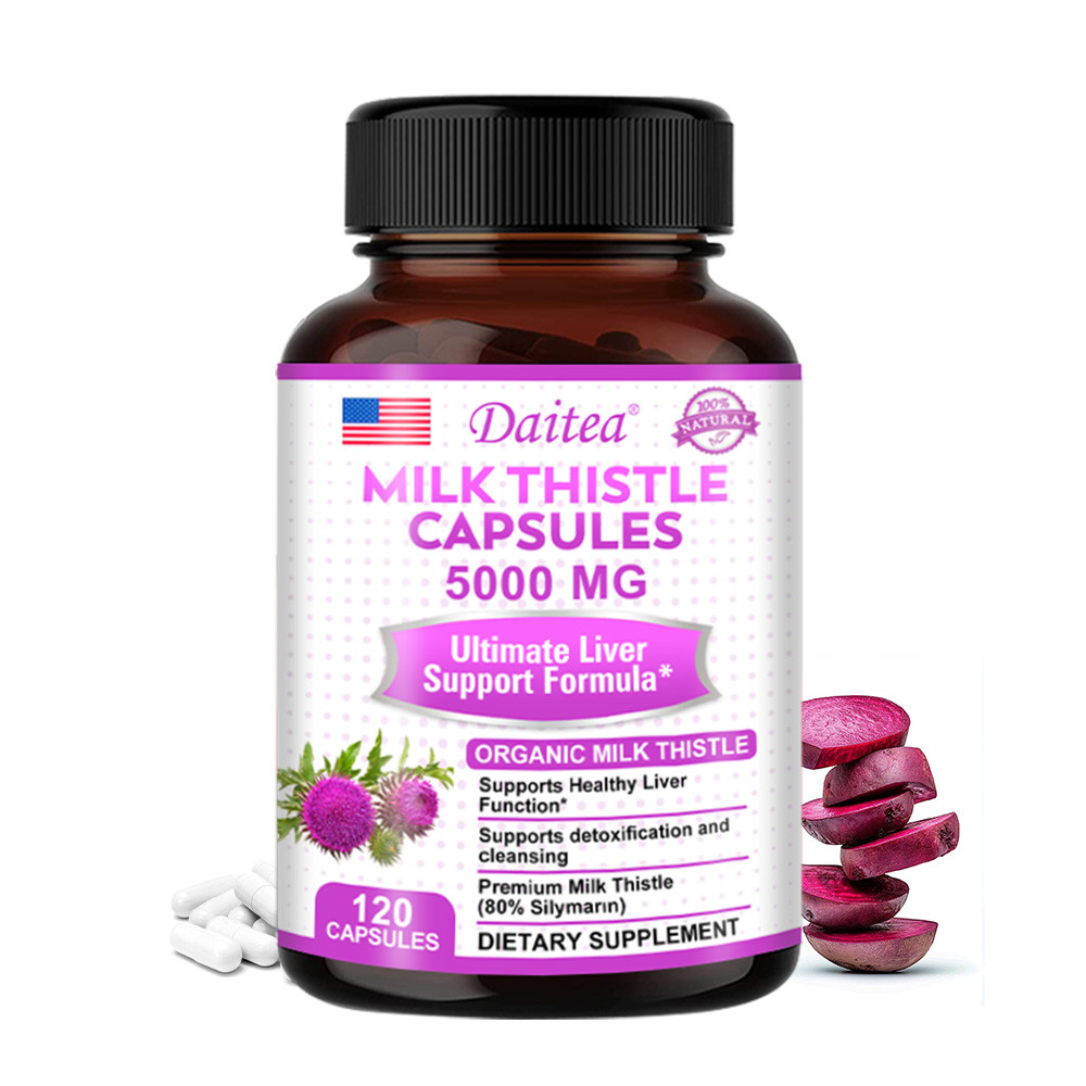Daitea Milk Thistle Capsules 5000mg - รองรับการทําความสะอาดตับและล้างพิษ รักษาฟังก์ชั่นตับธรรมดา