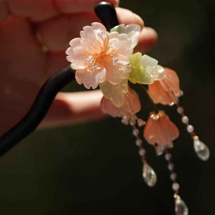Miyan สไตล์จีน Hairpin Super Fairy Hanfu Cheongsam กระทะผม Flow Begonia ดอกไม้โบราณ Hairpin High-End สไตล์จีน