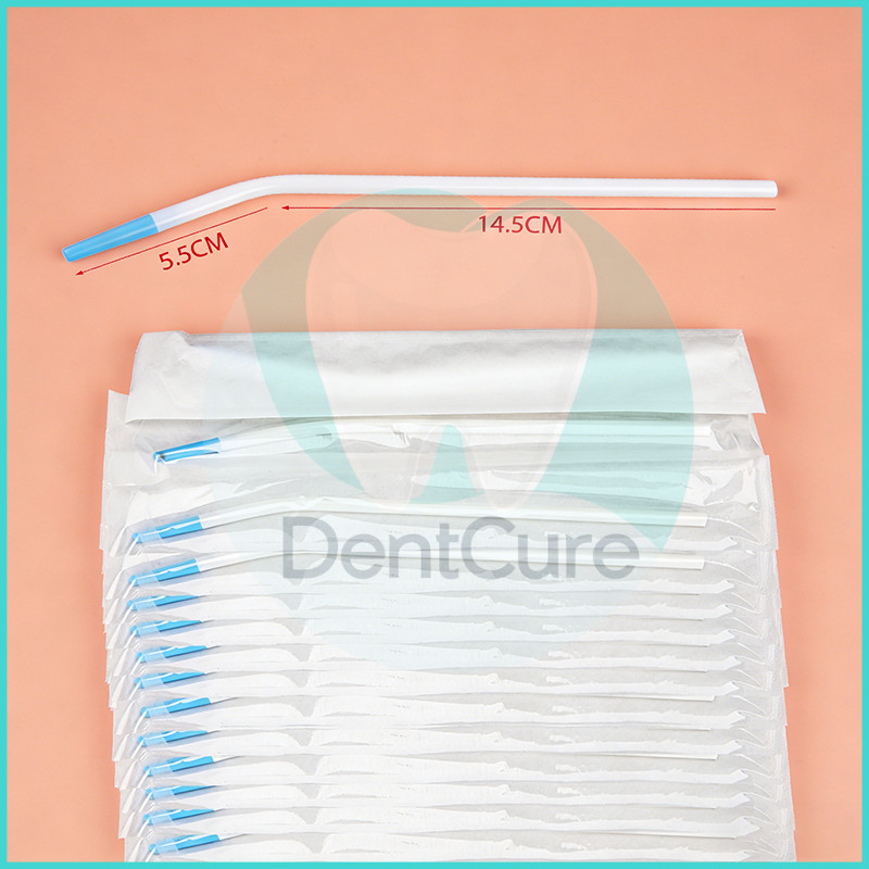 Dental Surgical Aspirator Suction Tube Adaptor and Suction Tube Tips หลอดดูดฟางโค้ง แบบยาว บาง สไตล์ฝรั่งเศส 20 ชิ้น