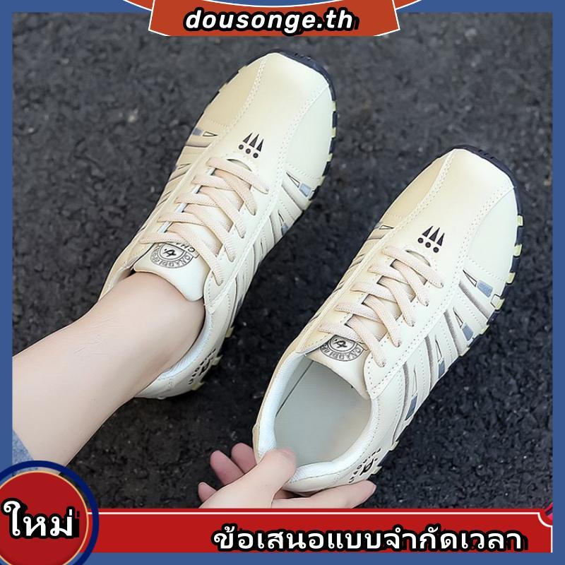 Qiaoyiluo ใหม่สีจับคู่รองเท้าผู้หญิงแฟชั่นรอบนิ้วเท้าลูกไม้ขึ้นรองเท้าลําลองสามสี