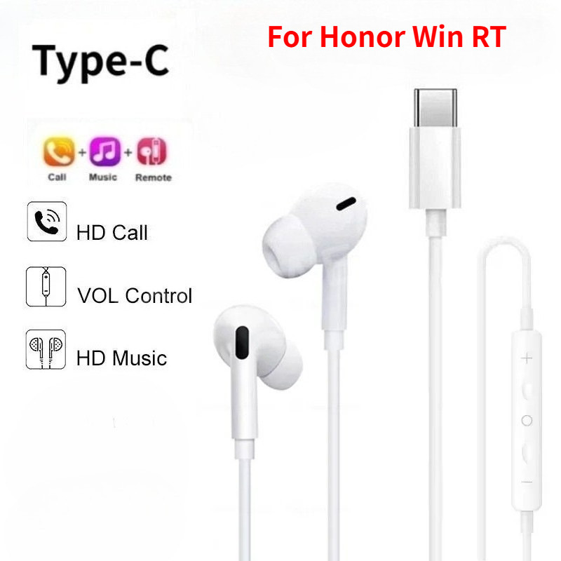 ประเภท C หูฟังแบบมีสายในหู Earsets เกม 9D HiFi ชุดหูฟังพร้อมไมโครโฟนสําหรับ Honor Win RT 4G 5G 2026