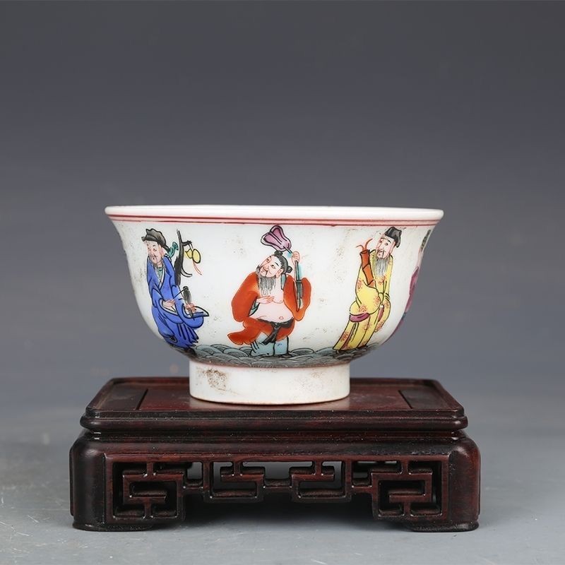 Jingdezhen 567 พรีเมี่ยมอุณหภูมิสูงพาสเทล Baxian ข้ามตัวละครทะเลชามข้าวชามชา Old State Camp Porcelain โรงงานเซรามิคคอลเลกชัน