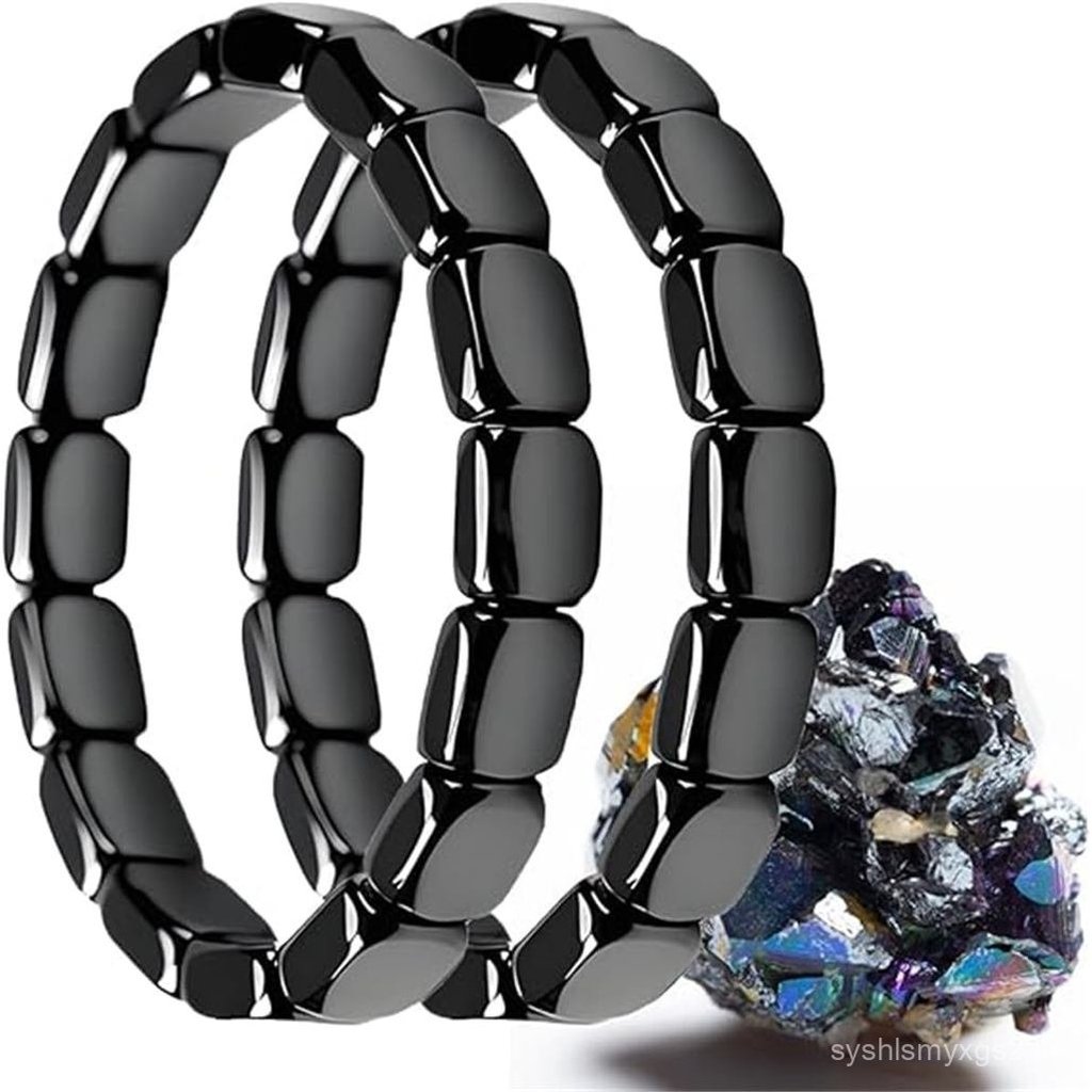 Hemios Hematite Bracelet Men,Natural Hematite Bracelet Square Stone Beaded Healing Energy Bracelets 