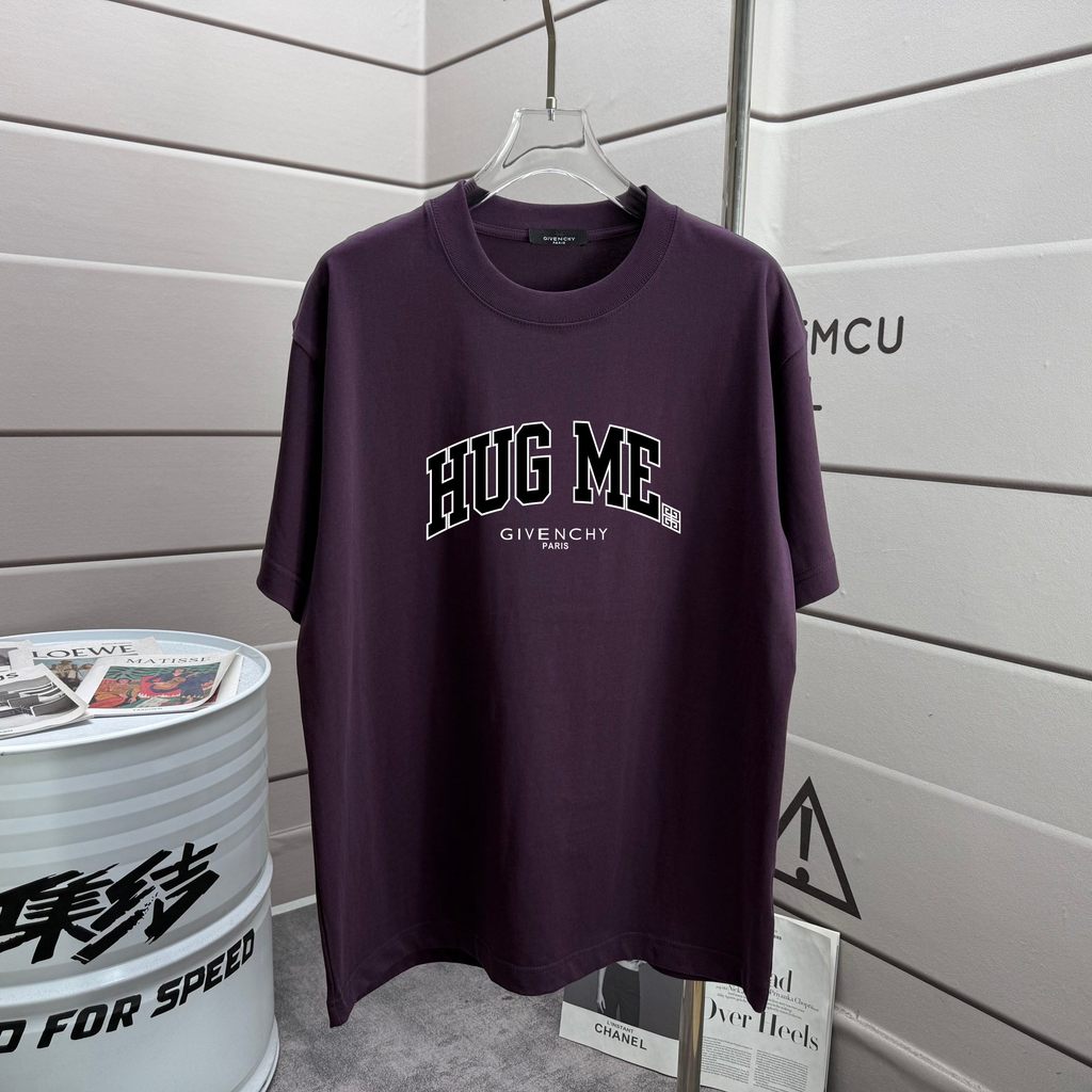 GIV * ENCHY Givenchy-สไตล์ใหม่ 6XL คลาสสิกรอบคอแขนสั้นเสื้อยืดผู้ชายผู้หญิงสไตล์ขนาดใหญ่ขายร้อนแบรนด