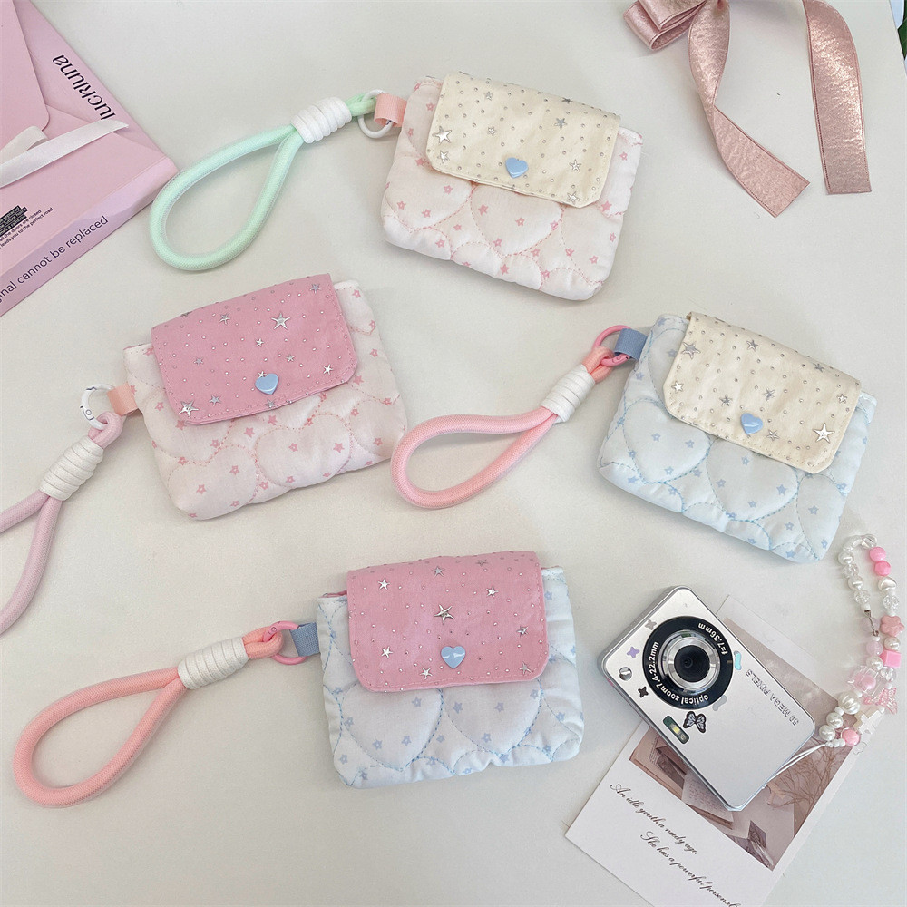ใหม่แบบพกพา CCD กระเป๋ากล้อง/เลื่อม Star Quilted Cotton CCD กล้องป้องกันกรณี/การออกแบบสแน็ปมัลติฟังก์ชั่นขนาดเล็กกระเป๋าเก็บของรายการ