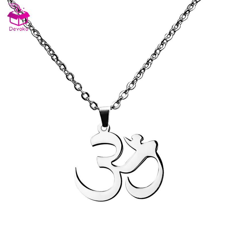 จี้สร้อยคอสแตนเลส อัญเชิญ Aum-Om-Ohm แบบสันสkrit เครื่องประดับเสริมพลังบวก