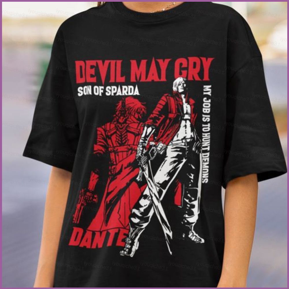 SY3 Devil May Cry Unisex แนวโน้มแฟชั่นฤดูร้อนเสื้อยืดอะนิเมะแขนสั้น YS3
