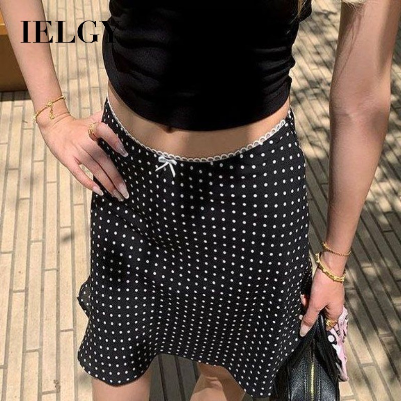 กระโปรงผู้หญิงฤดูร้อน สายคาดโบว์ ตาข่าย เอวสูง ทรงslimmer