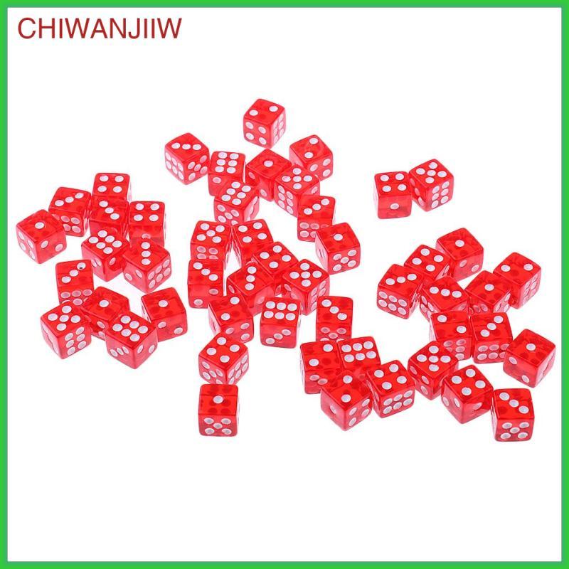 [chiwanjiiw] 50 ชิ้นอะคริลิค 6 จุดด้านข้างลูกเต๋า D6 สําหรับการเล่นตามบทบาท RPG เกมกระดาน KTV