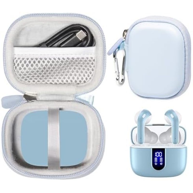 CaseSack Case for TAGRY X08 Headphones หูฟังไร้สาย True 60H, กระเป๋าตาข่ายสําหรับสายชาร์จ (Rose )