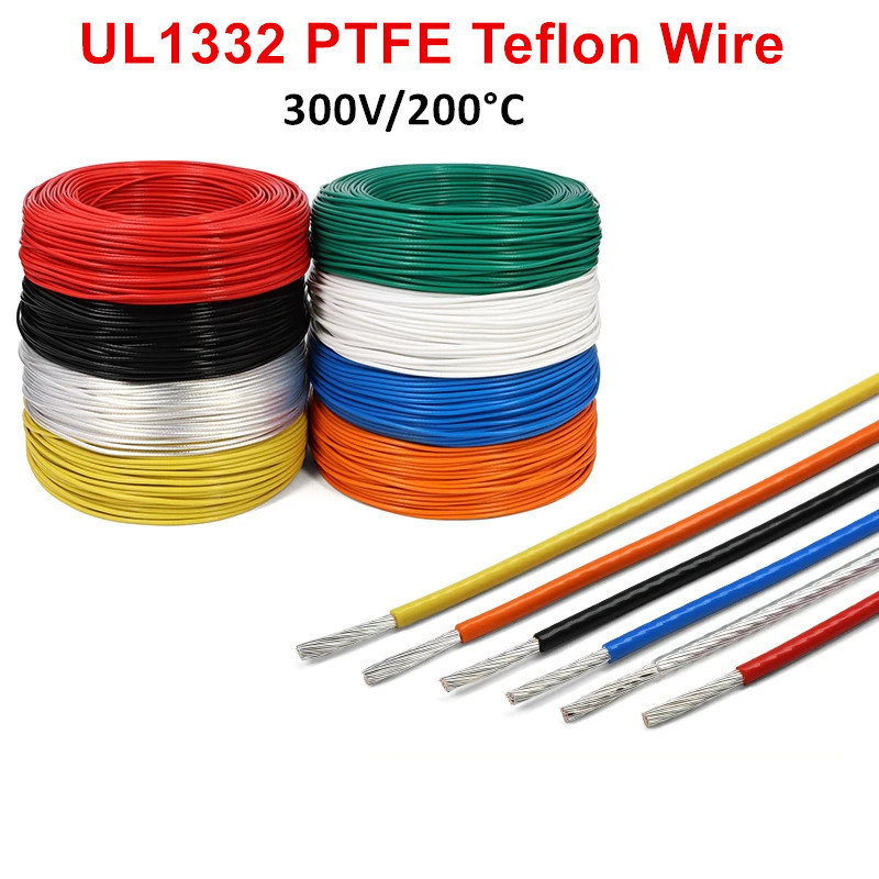 UL1332 PTFE ลวดอุณหภูมิสูง 200°ค - 30 28 26 24 22 20 18 16 14 13 12 11 10โดยรวม สายตะขอทองแดงชุบดีบุ