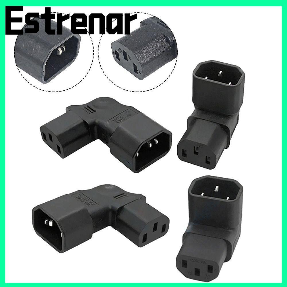 อะแดปเตอร์ ESTRENAR AC, Male to Famale C14 to C13 AC Plug Converter, Professional 90 องศา 3Pin Exten