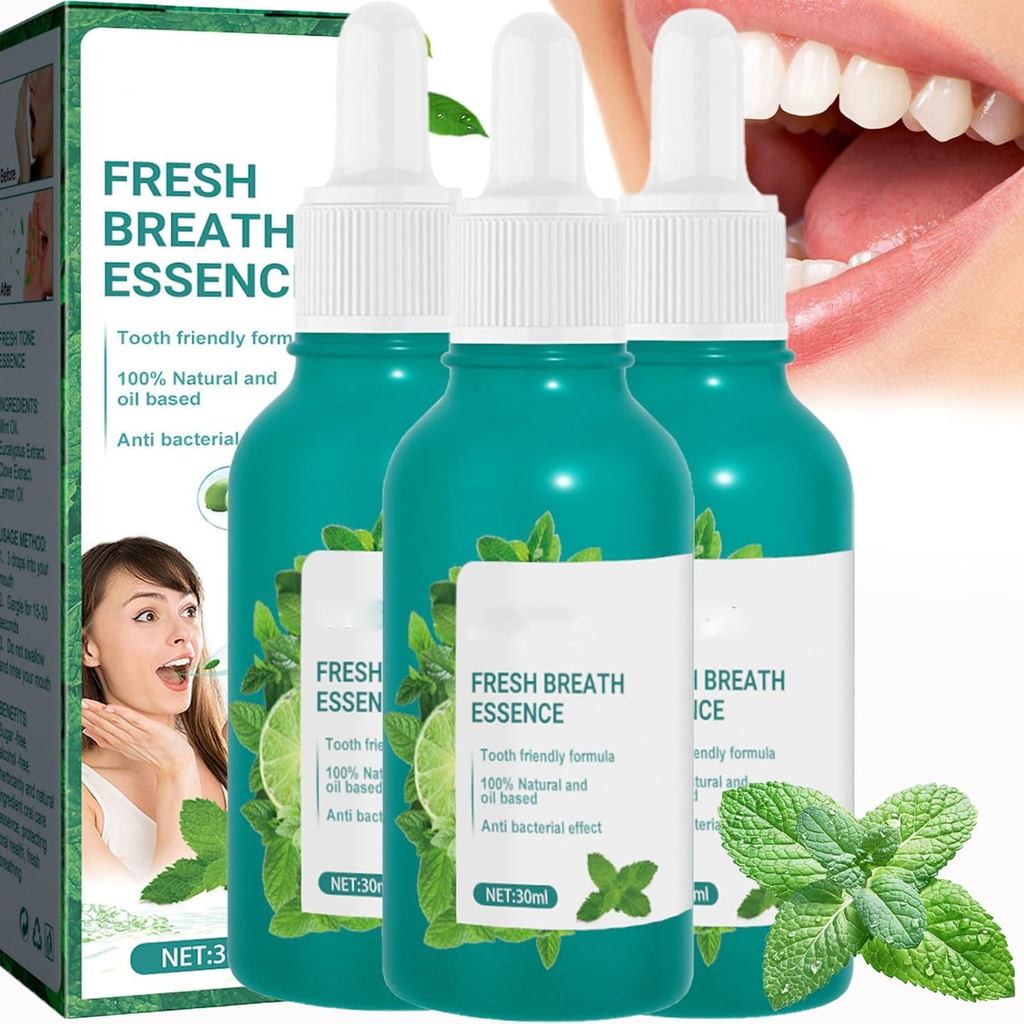 3 ชิ้น Fresh Breath Oral Care Essence, Fresh Breath Oral Care Clean Tooth Gel, Natural Breath Freshe
